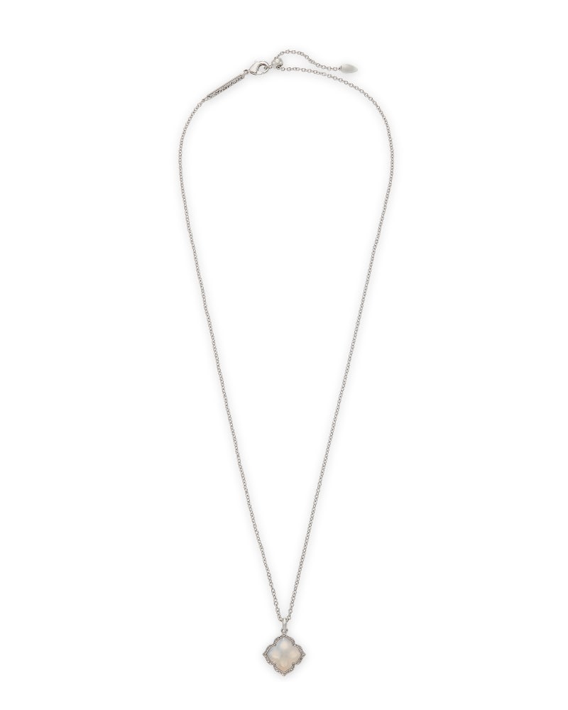 Mallory Silver Pendant Necklace in Gray Banded Agate image number 2